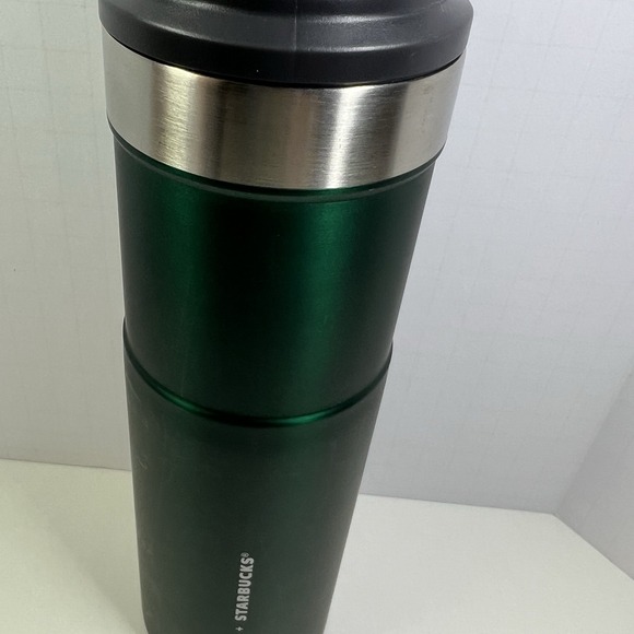 Stanley Starbucks Classic 20 oz One Hand Vacuum Tumbler Green Shiny Push Button - Picture 2 of 15